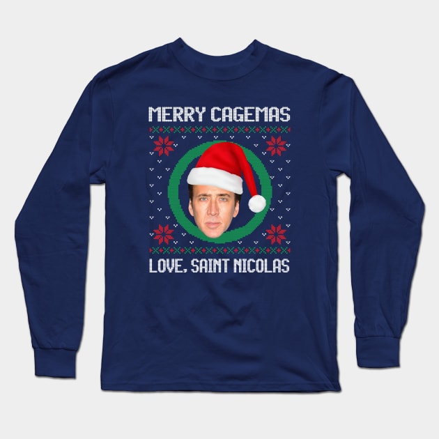 Merry Cagemas, Love Saint Nicolas Long Sleeve T-Shirt by BodinStreet